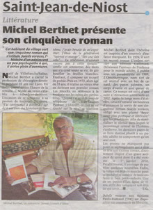 Michel Berthet présente son cinquième roman